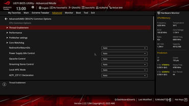 ASUS ROG Crosshair X870E HERO BIOS Advanced CPU