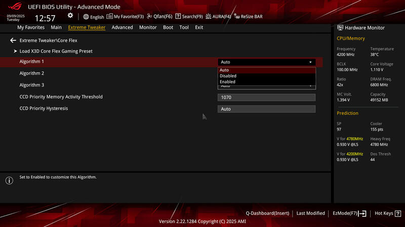 ASUS ROG Crosshair X870E HERO BIOS Extreme Tweaker Core Flex