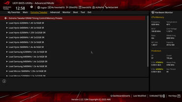 ASUS ROG Crosshair X870E HERO BIOS Extreme Tweaker DDR Timing Control Profil