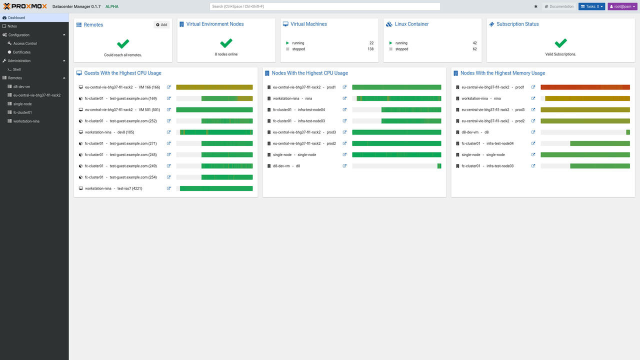 Proxmox Datacenter Manager 0.9 Beta  Bild © Proxmox