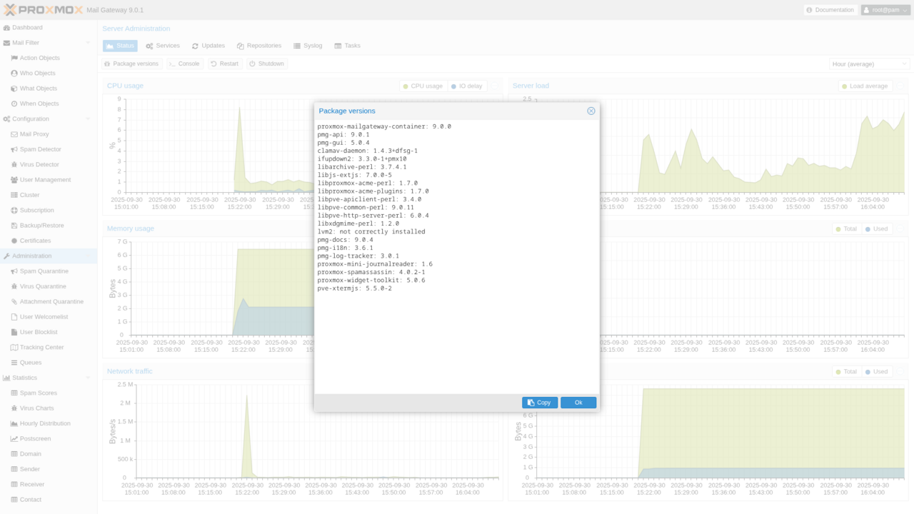 Proxmox Mail Gateway 9.0  Bild © Proxmox