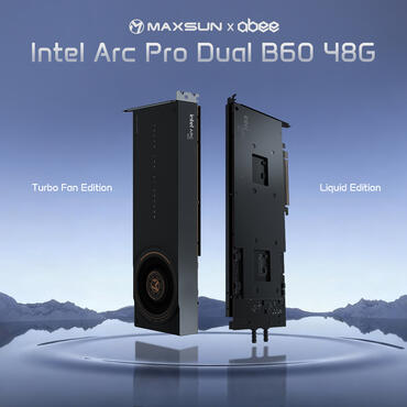 Maxsun Arc B60 mit 48 GB Grafikspeicher als normale und wassergekühlte Grafikkarte vorgestellt