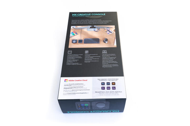 Logitech MX CreativeConsole Verpackung Rückseite Logitech MX CreativeConsole Verpackung Rückseite