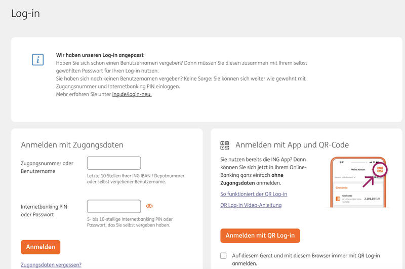 ING-DiBa Login: So loggst du dich bei ING ein mit Web, App und QR-Code