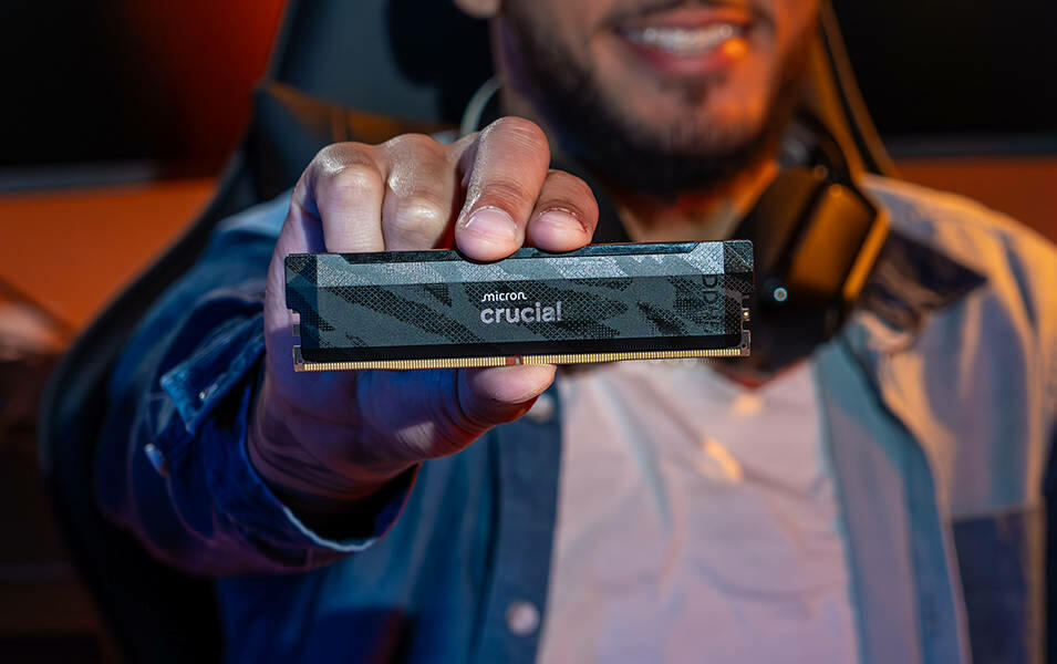 Crucial DDR5 Pro OC 6400 CL32 in schwarz  Bild © Crucial