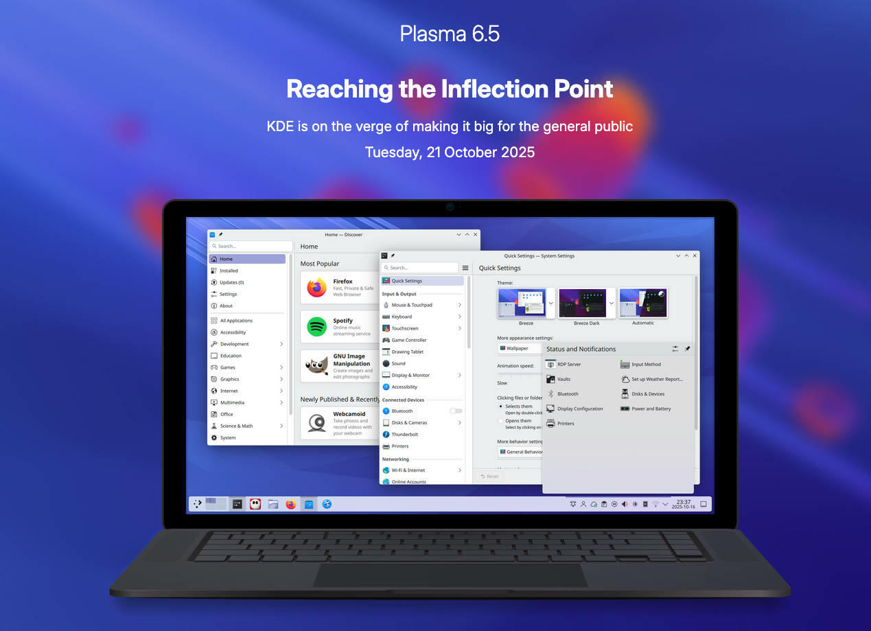 KDE Plasma 6.5 Release  Bild © KDE