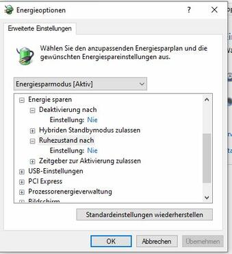 Windows 10 Energiespar Optionen Screenshot 3