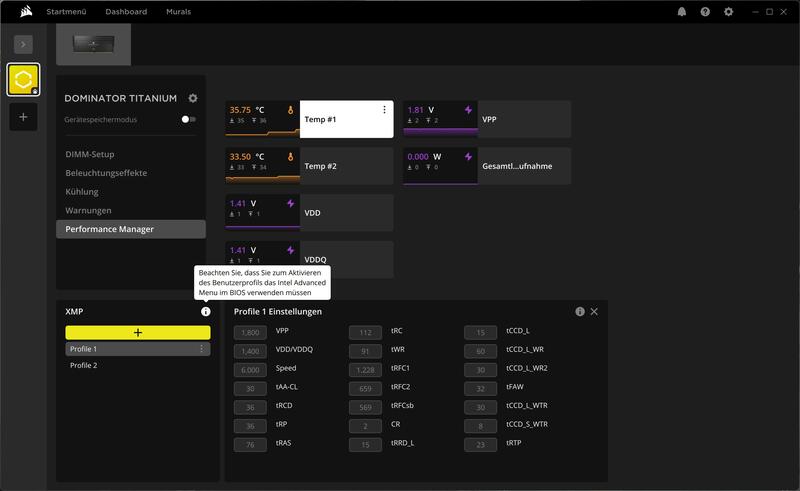 Corsair Dominator Titanium iCue Performance Manager