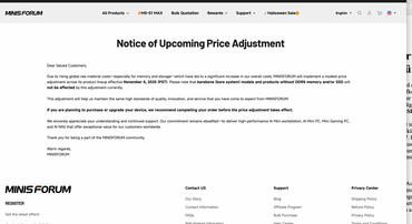 Minisforum Preiserhöhung