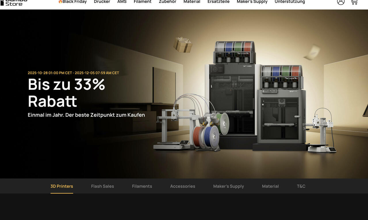 Bambu Lab Black Friday 2025  Bild © Bambu Lab