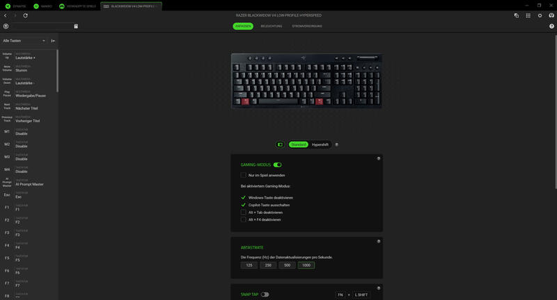 BlackWidow v4 LowProfile Hyperspeed Software Tastautreinstellungen Teil 1 BlackWidow v4 LowProfile Hyperspeed Software Tastautreinstellungen Teil 1