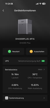 UGREEN DH4300 Plus App Geräteinformation