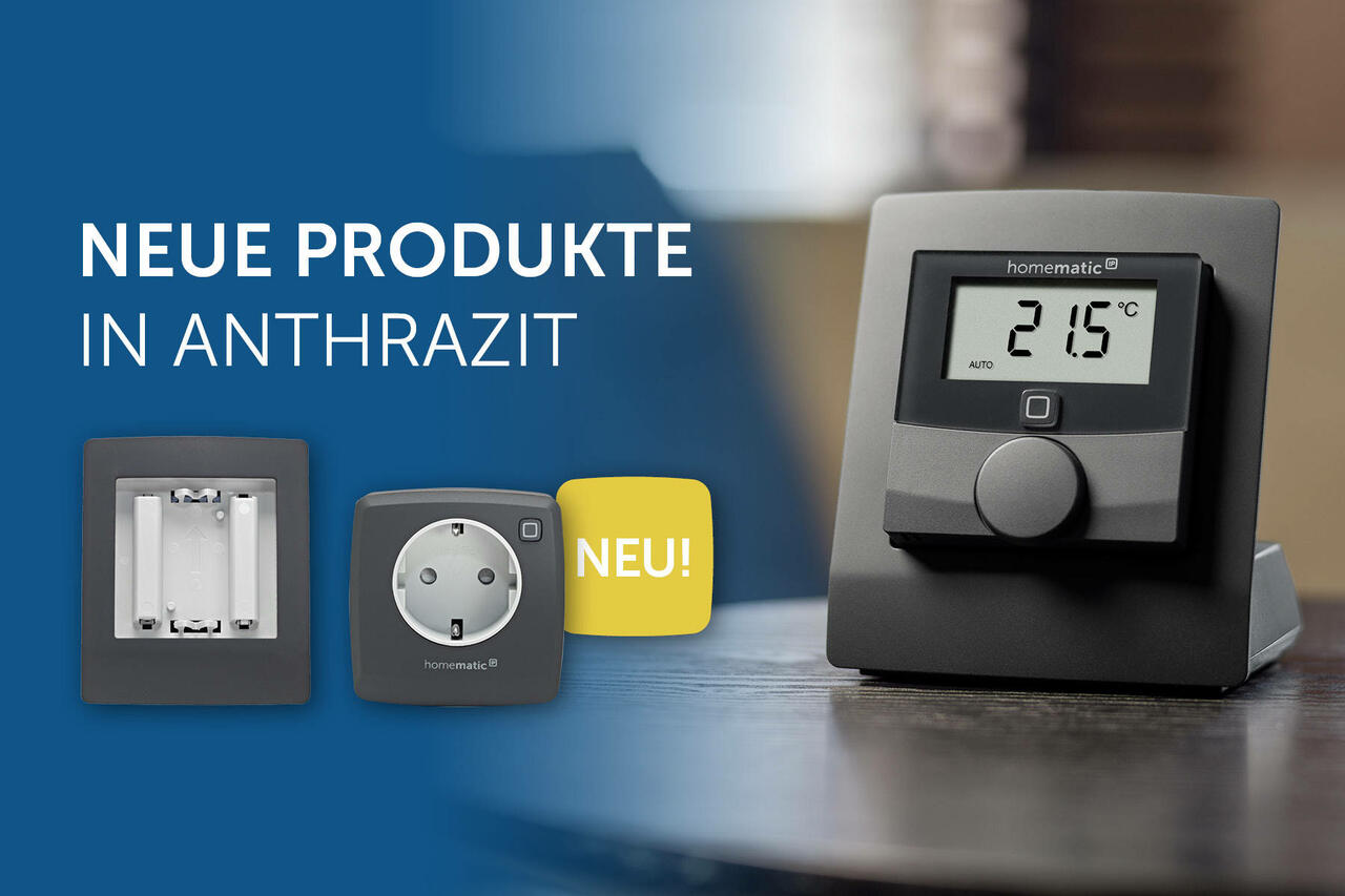 Homematic IP bringt Dimmerstecker, Schalterstecker und Tischständer in Anthrazit  Bild © Homematic
