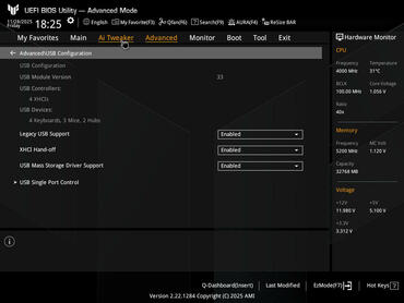 ASUS TUF GAMING B850 PLUS WIFI BIOS Adavanced USB