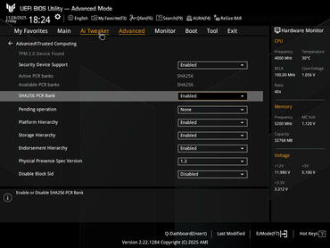 ASUS TUF GAMING B850 PLUS WIFI BIOS Adavnced Trusted Computing