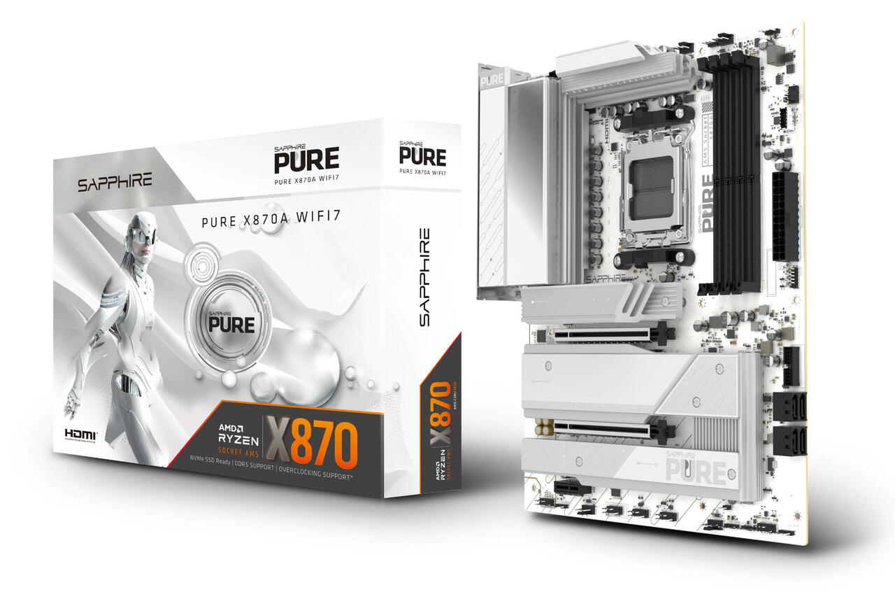 Sapphire PURE X870A WIFI 7 mit Verpackung  Bild © Sapphire