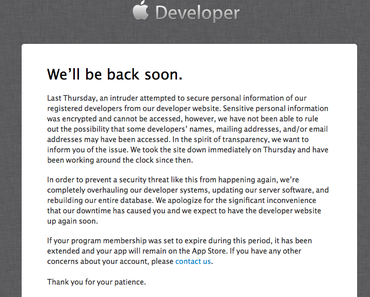 Apple: Entwicklerseiten nach Hackangriff offline