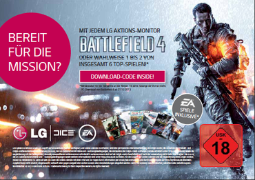 LG: Monitore im Bundle mit Battlefield 4 und weiteren EA-Titeln	