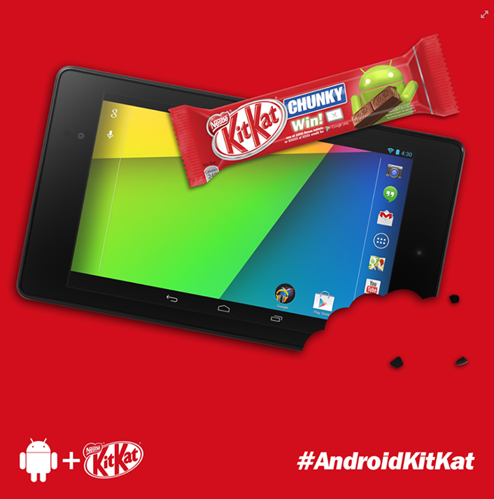 Android 4.4, "KitKat"  Bild © Nestlé-Facebook
