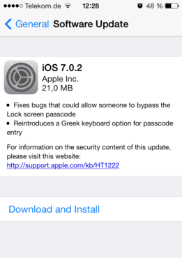 Apple: iOS 7.0.2 schließt schwere Sicherheitslücke