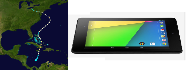 Hurrikan Sandy / Google Nexus 7  Bild © Google