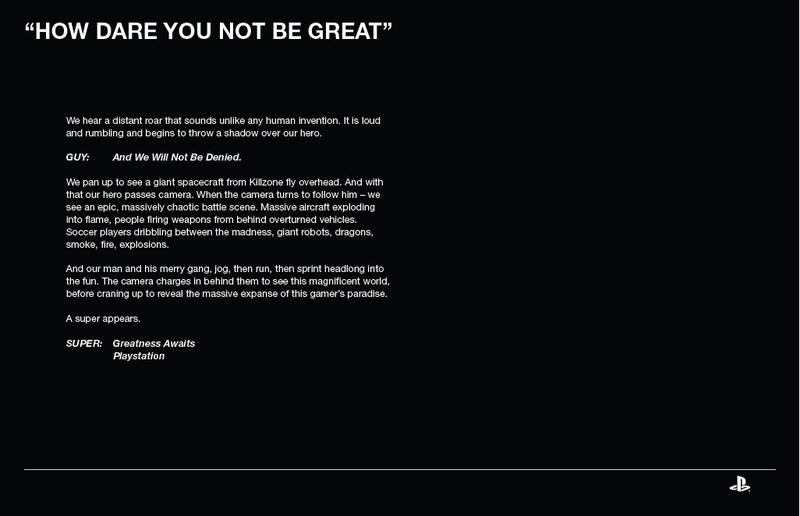 Sony PlayStation 4 Slogan Greatness Awaits