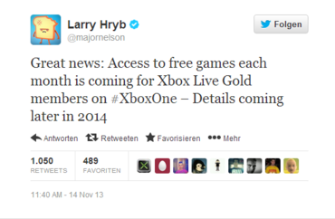 Microsoft Xbox One: "Games with Gold"-Aktion auch für die Next-Gen-Konsole