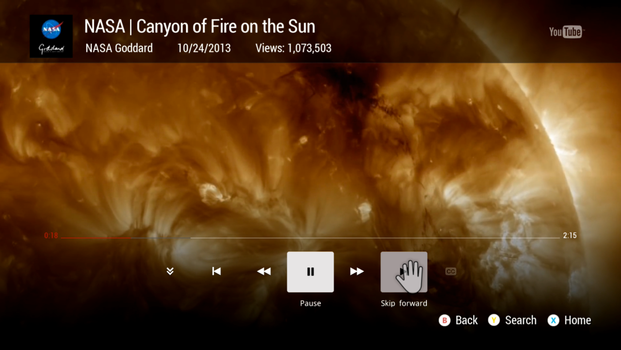 Xbox One YouTube-App  Bild © Microsoft