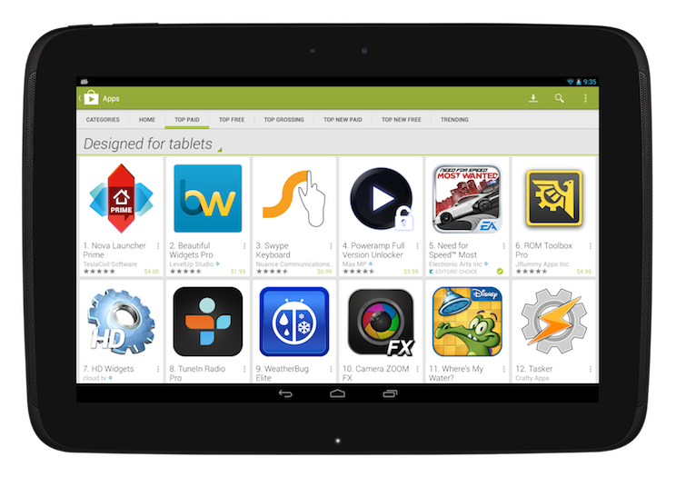 Play Store erhält Tablet-Optimierung