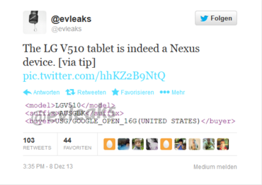LG-V510: Ein 8 Zoll großes Nexus-Device? 