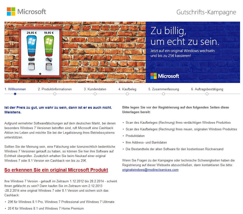 Windows-Cashback-Aktion  Bild © Microsoft
