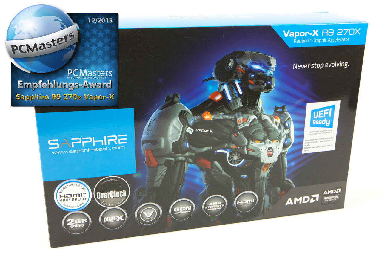 Sapphire R9 270x Vapor-X Empfehlung & OVP  Bild © PCMasters