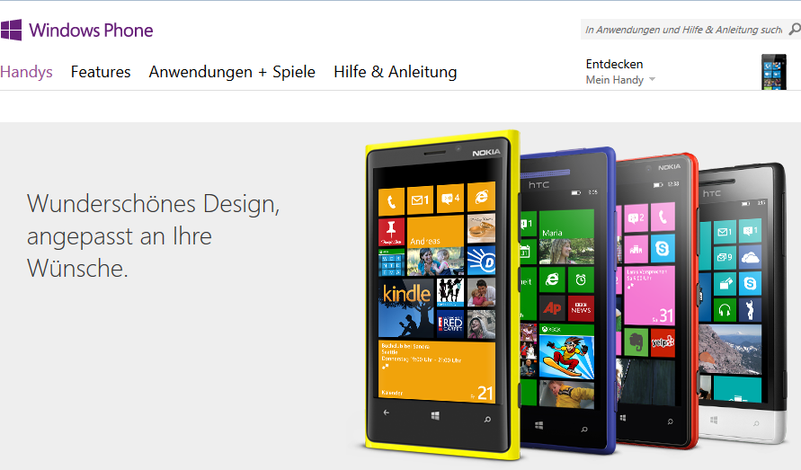 Aktuelle Windows Phone-Range