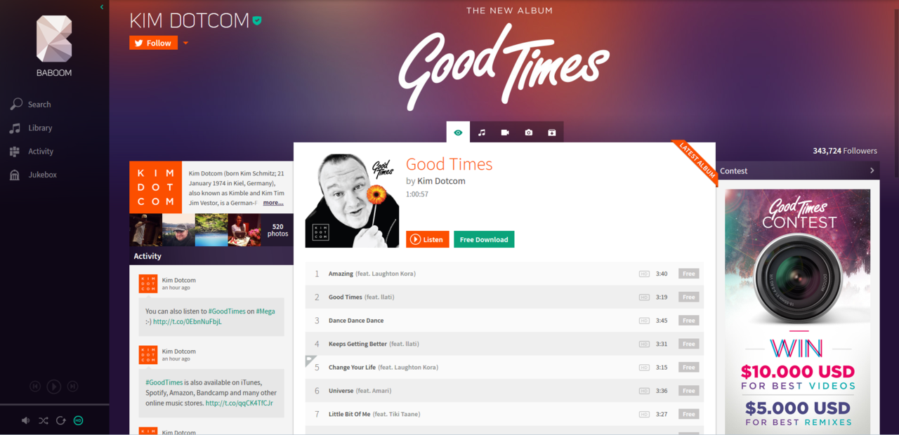 Kim Dotcom stellt eigenen Musik-Streaming-Dienst "Baboom" vor