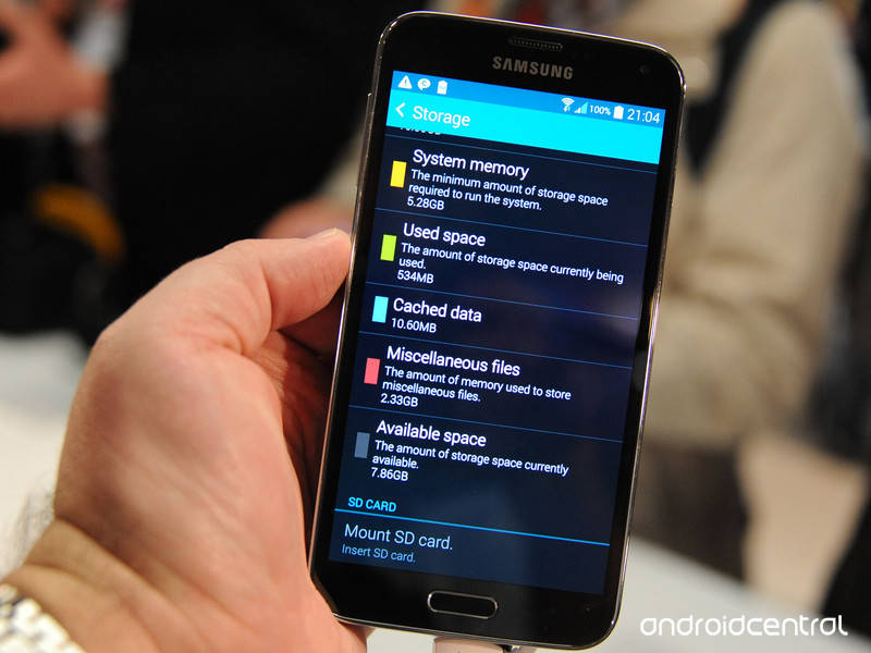 Speicherverbrauch bei der 16 GB-Variante des Galaxy S5